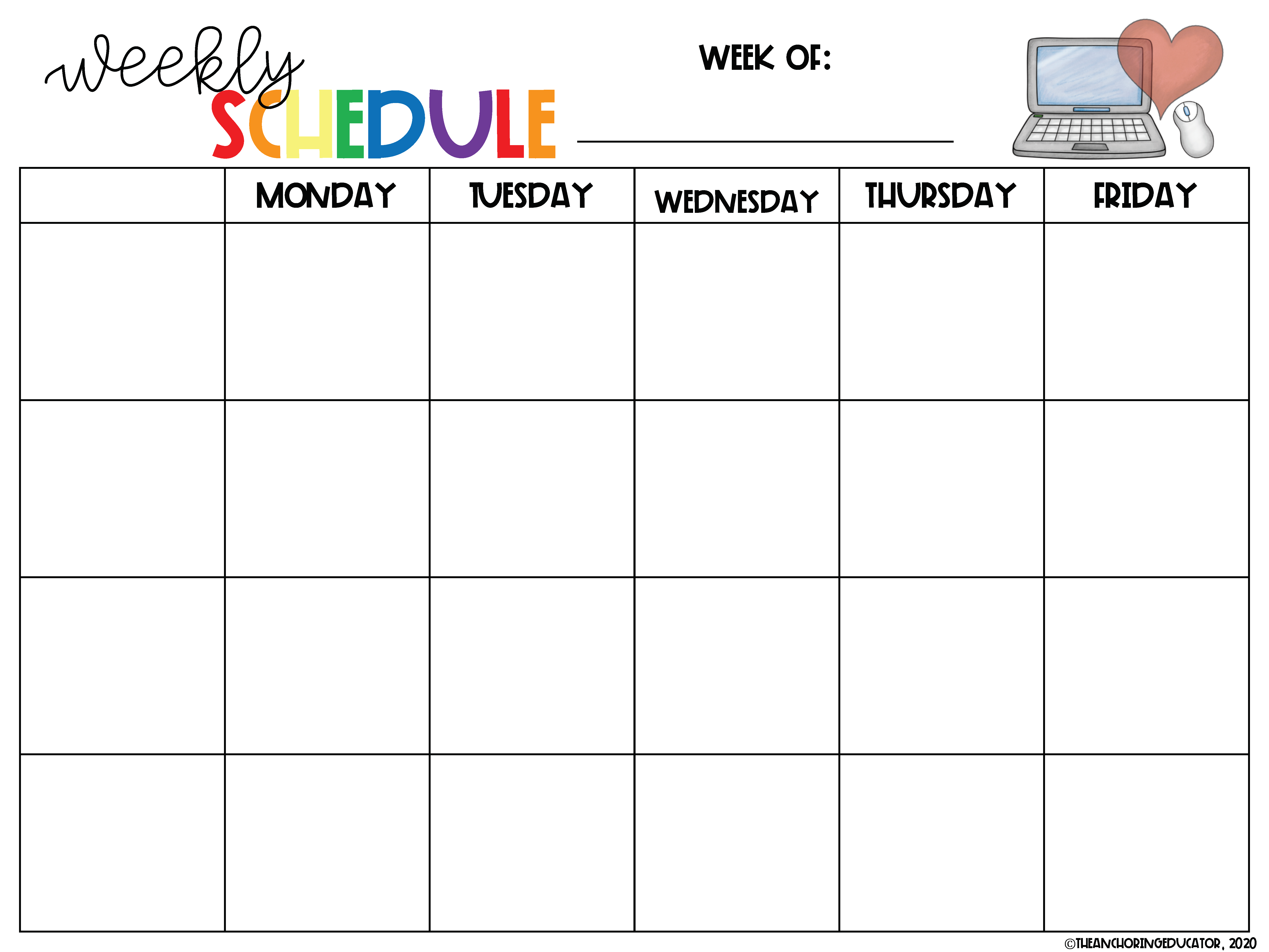 Weekly Schedule Templates for Distance Learning